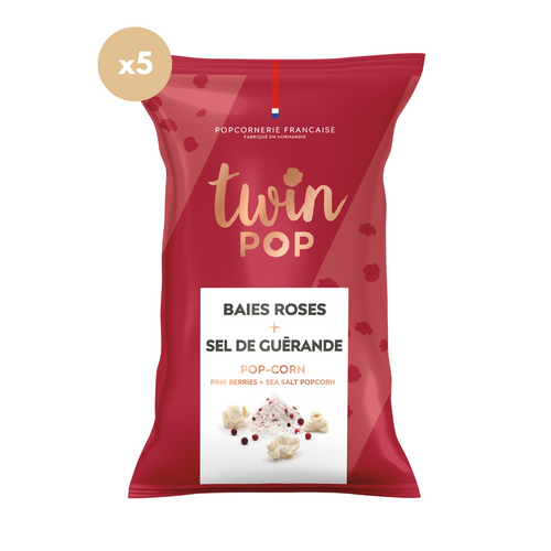 Popcorn Baies Roses + Sel de Guérande (GRAND SACHET 5x100g)