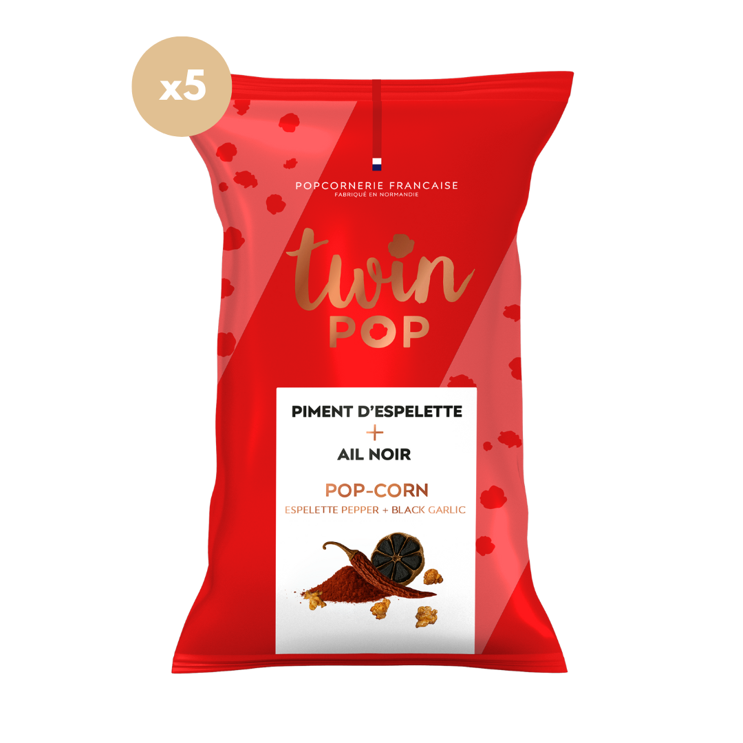 Popcorn Piment d'Espelette + Ail Noir (GRAND SACHET 5x100g)